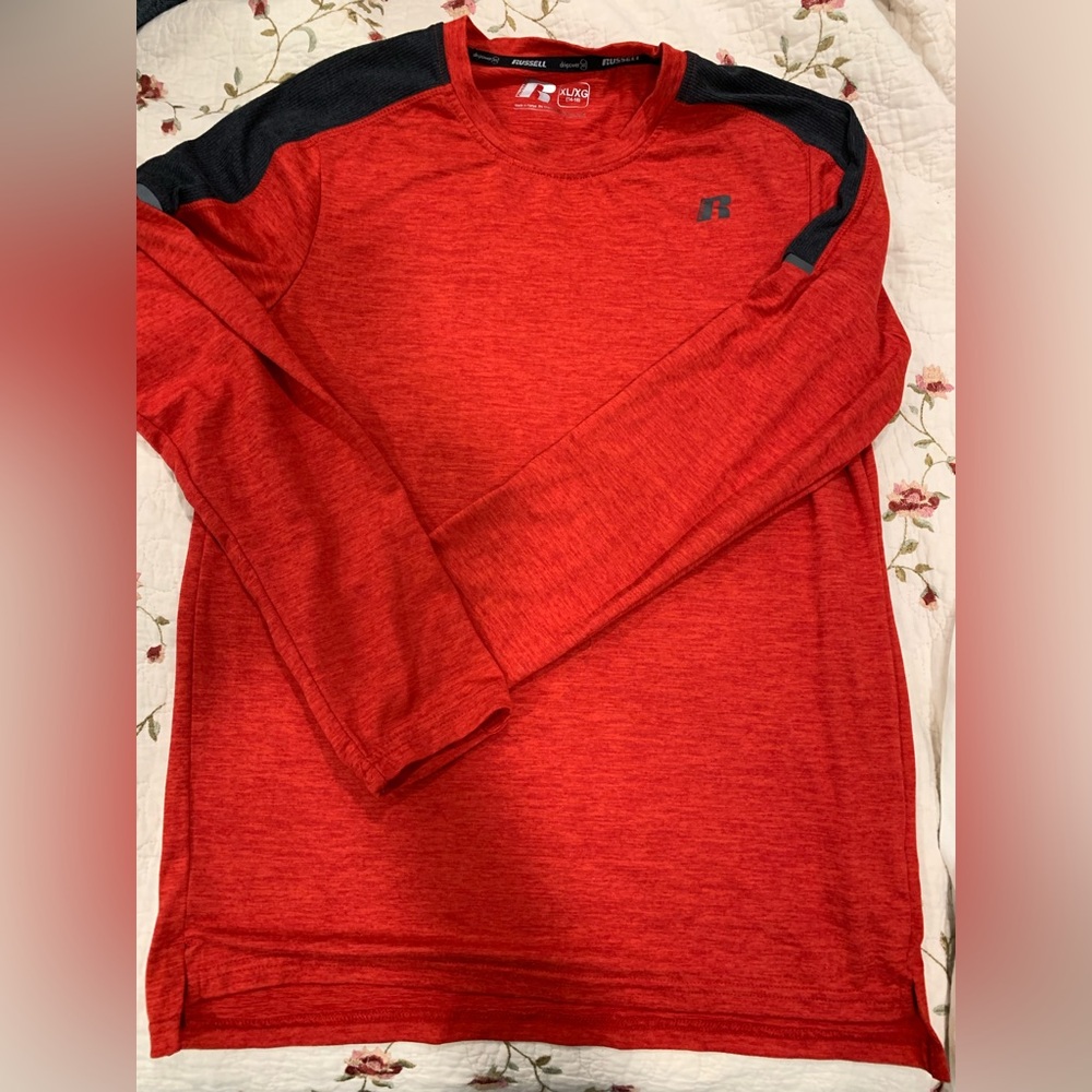 Russell Athletic Red and Black Long Sleeve Tee